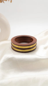 Twin Band Wood & Gold Bangle